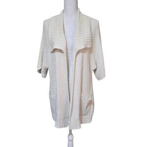 Chico's Cardigan Sweater Women Size Large Cream Pockets Lagenlook Cottagecore